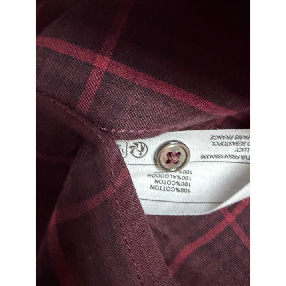 Maison Anana Womens Burgundy Plaid Cotton Long Sleeve Belted Shirt Dress Size S‎ - Picture 8 of 8